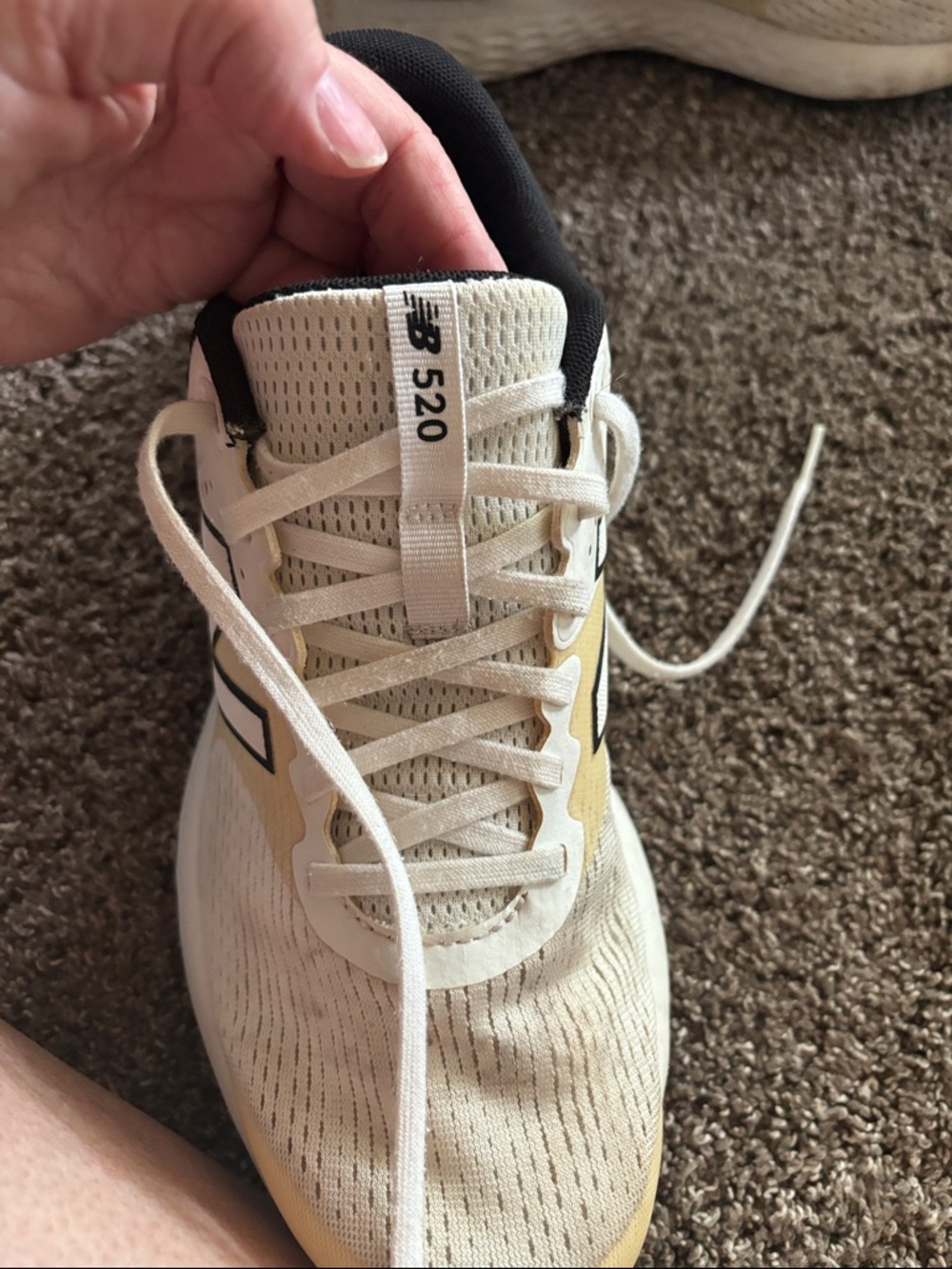 New Balance Men's White Black Yellow Athletic Running Shoes - Picture 2 of 5